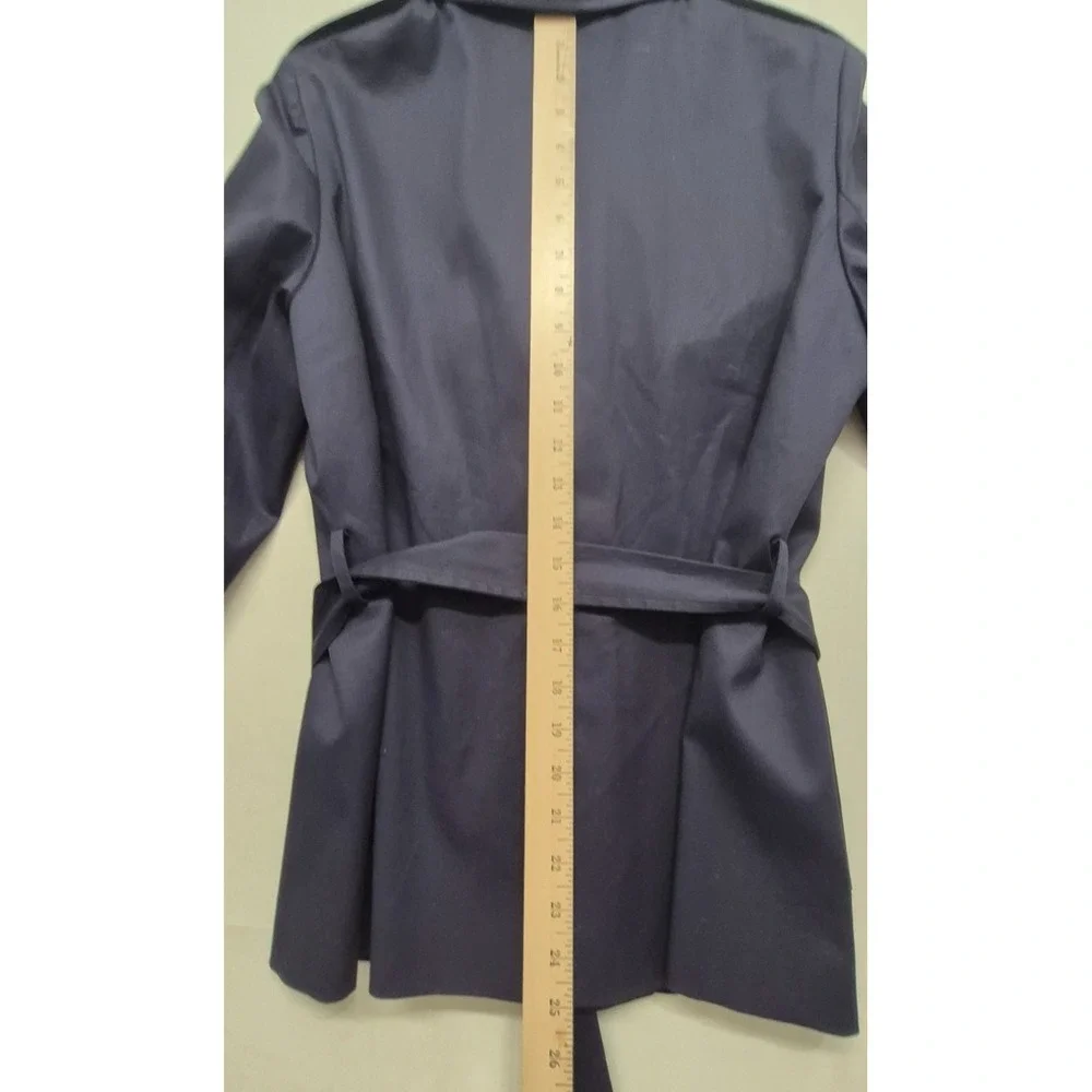 Brooks Brothers 346‎ women's navy blue trench coat buttons belted stretch sz 4